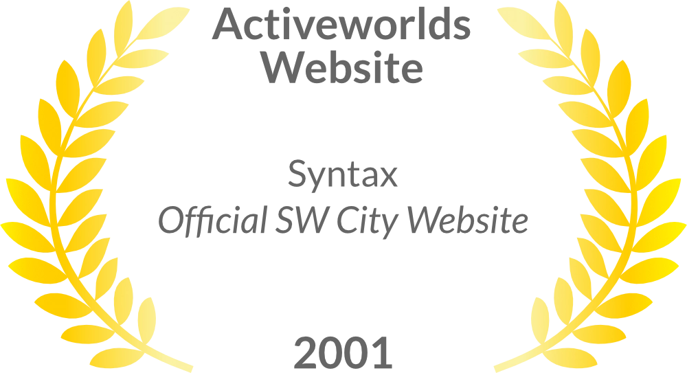Sigh Award for Activeworlds Website, Syntax, Official SW City Website, 2001.